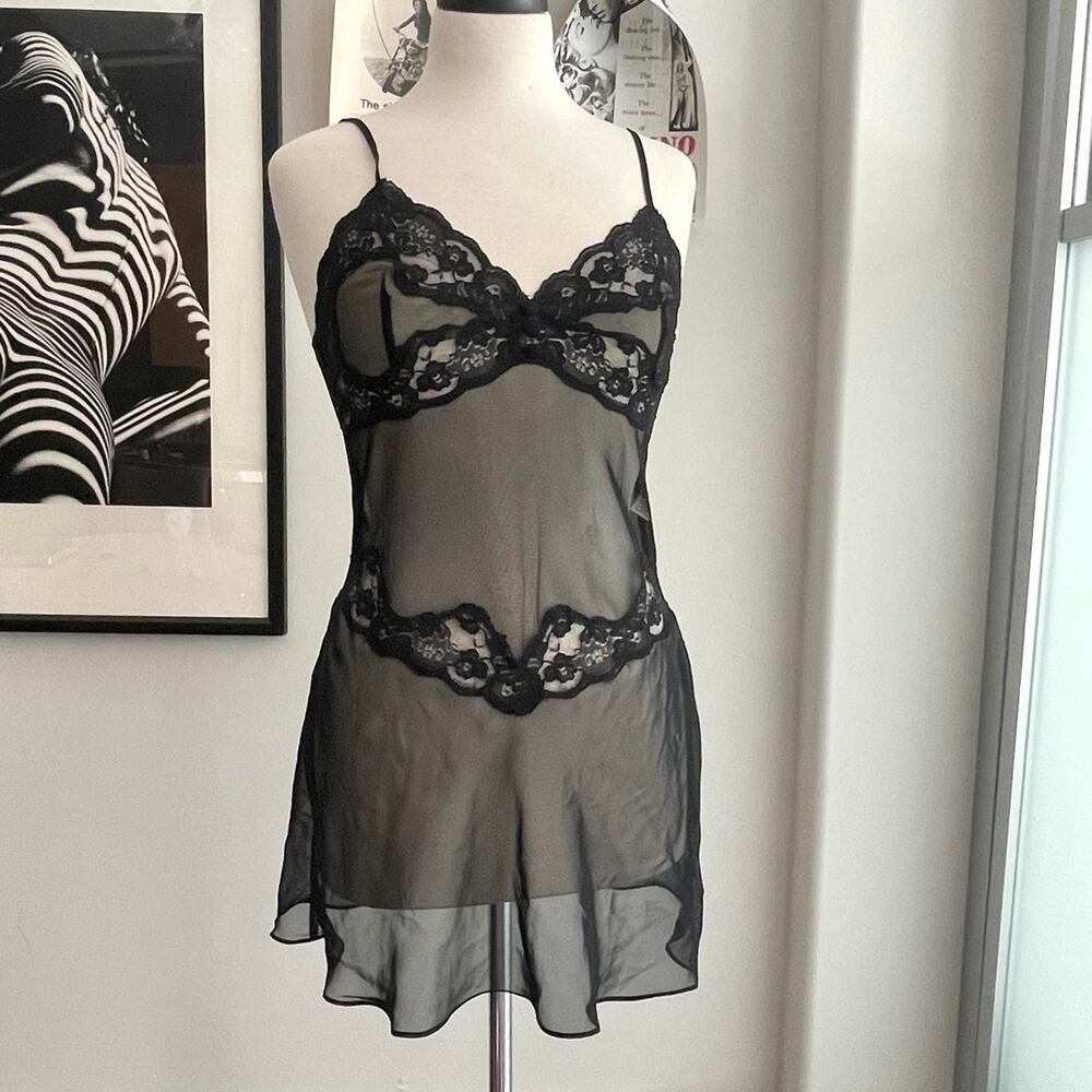 Black mesh slip dress